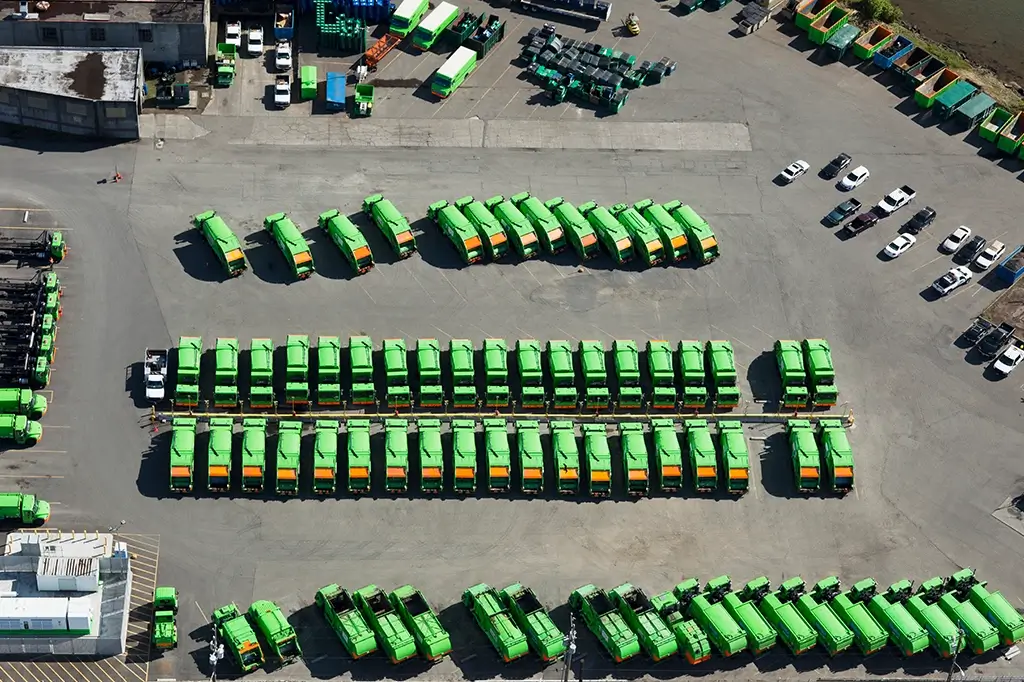 fleet of green trucks